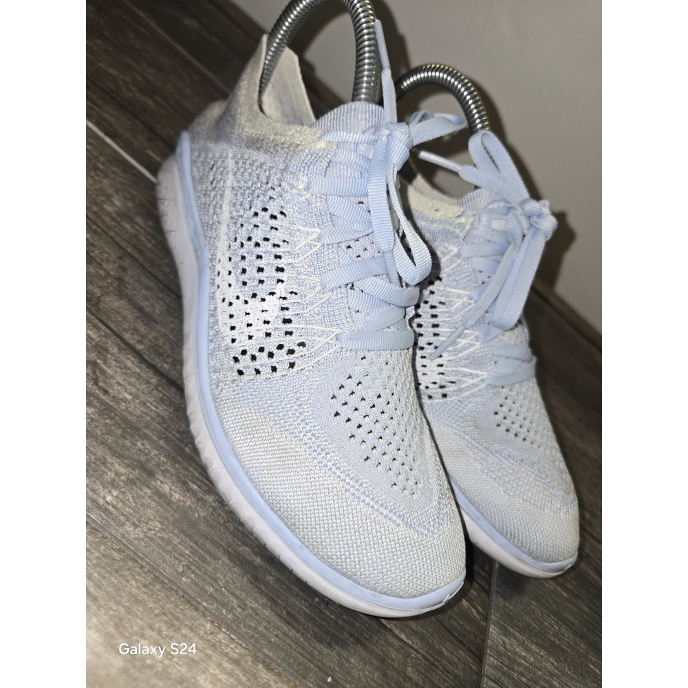 Nike Free Run Flyknit Light Blue Women's 7 Size Running Shoes 942839-402
